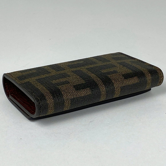Fendi key brown black patterned Zucca canvas case hooks holder - Picture 1 of 5